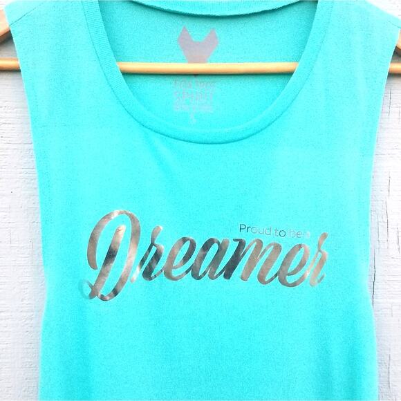 Turquoise Racerback Tank Top Small New! Dreamer - Picture 2 of 4
